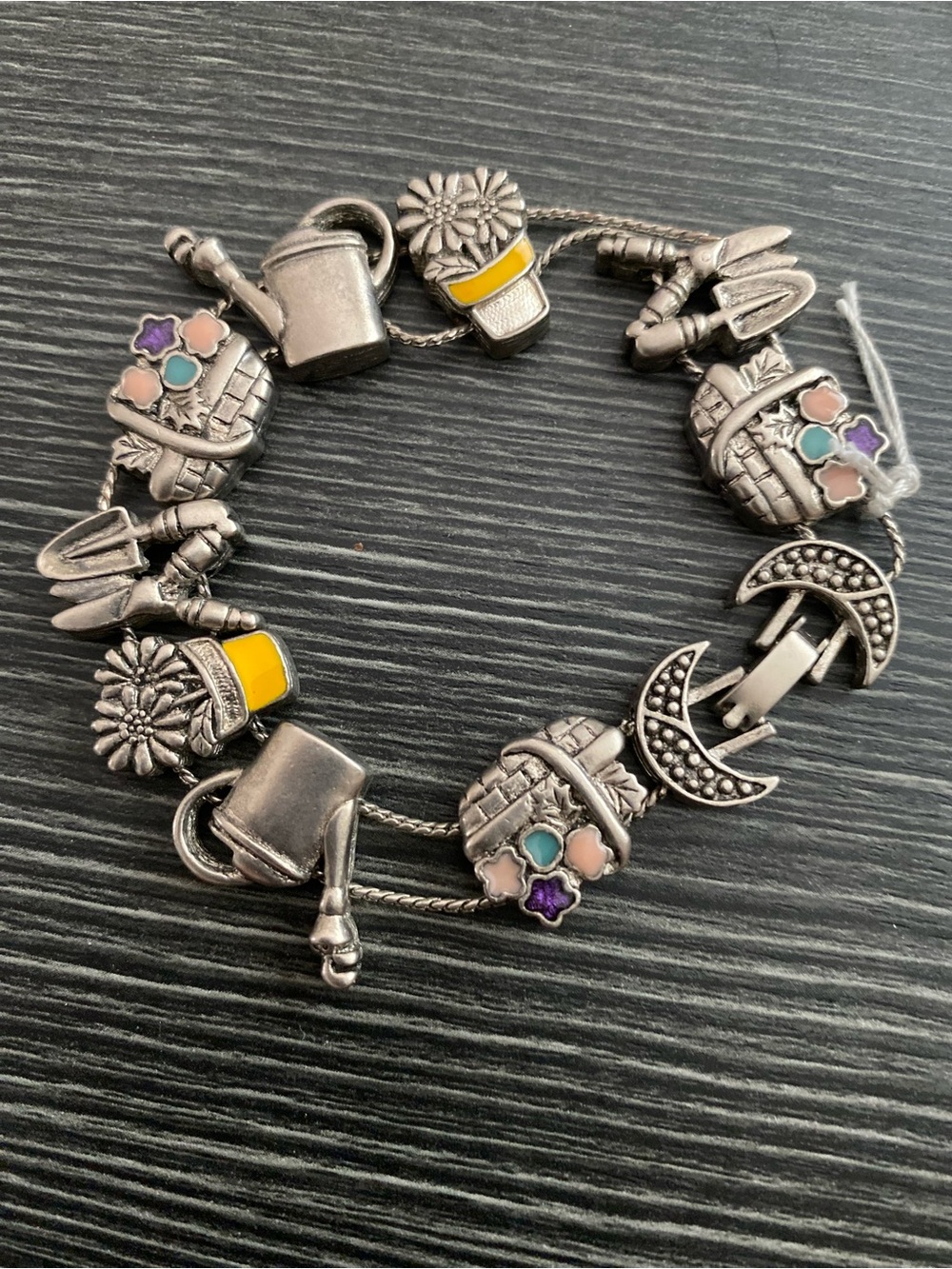 Silver Garden Charm Bracelet with Multicolor Enamel Accents